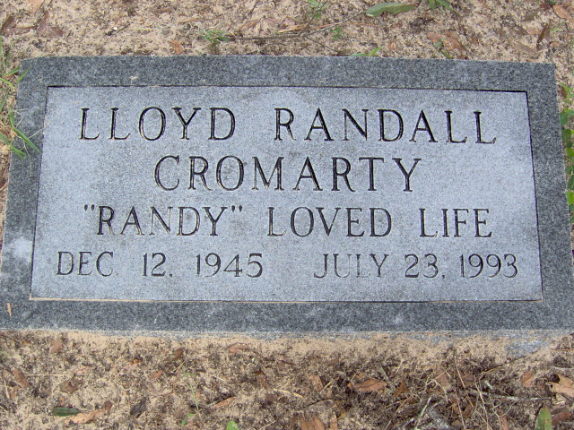 Headstone for Cromarty, Lloyd Randall
